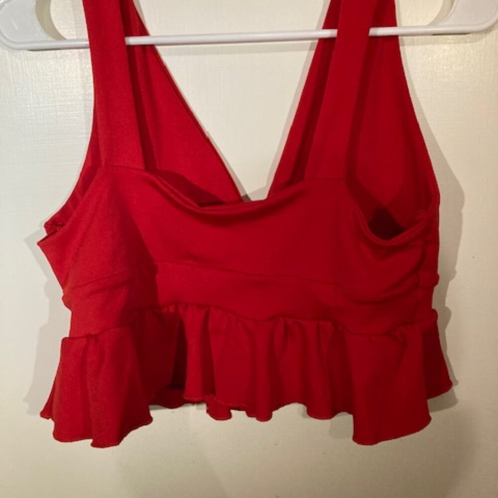 Vestidos Red Cropped Ruffled Tank Top - Picture 3 of 3